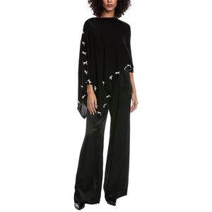 Hannah Rose Mini Bow Cashmere Topper, Black